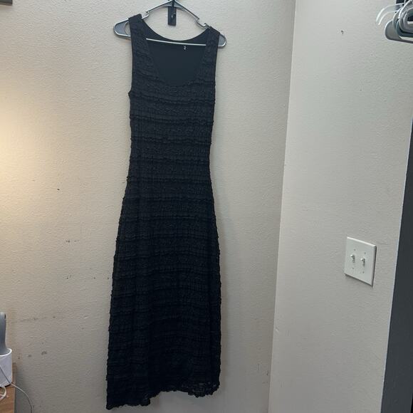 Y2K 90s Vintage Black Lace Whimsigoth Maxi Dress Bodycon Witchy Fairy Floral S-M - Picture 1 of 7